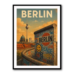 Berlin Travel Poster Featuring Berlin Wall Wall Art
