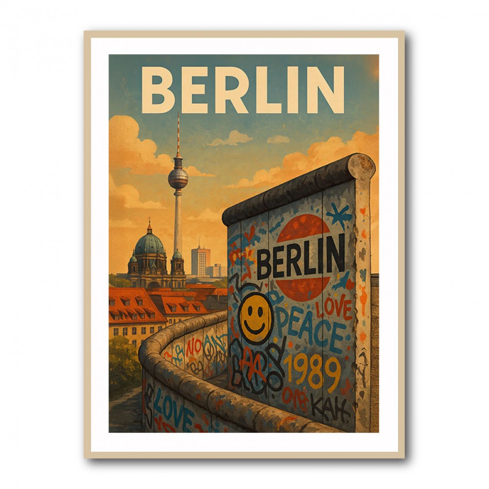 Berlin Travel Poster Featuring Berlin Wall Wall Art