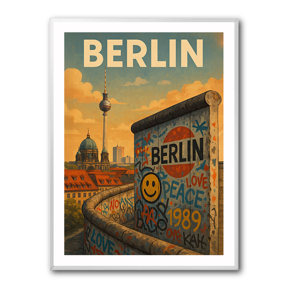 Berlin Travel Poster Featuring Berlin Wall Wall Art