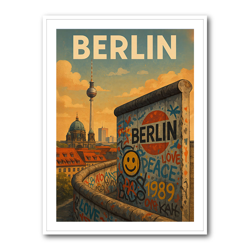 Berlin Travel Poster Featuring Berlin Wall Wall Art