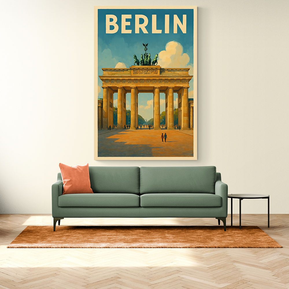 Berlin Travel Poster Featuring Brandenburg Gate Wall Art Berlin Travel Poster Featuring Brandenburg Gate Wall Art
