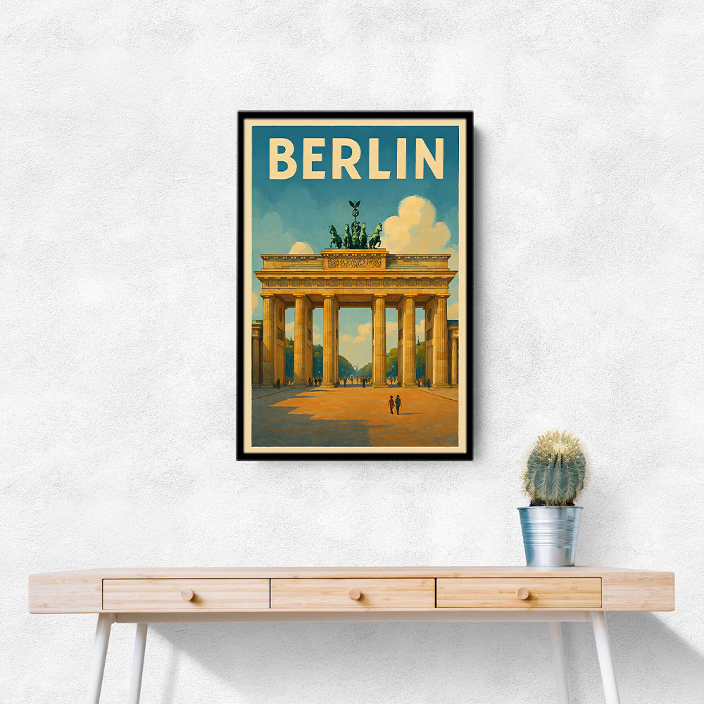 Berlin Travel Poster Featuring Brandenburg Gate Wall Art Berlin Travel Poster Featuring Brandenburg Gate Wall Art