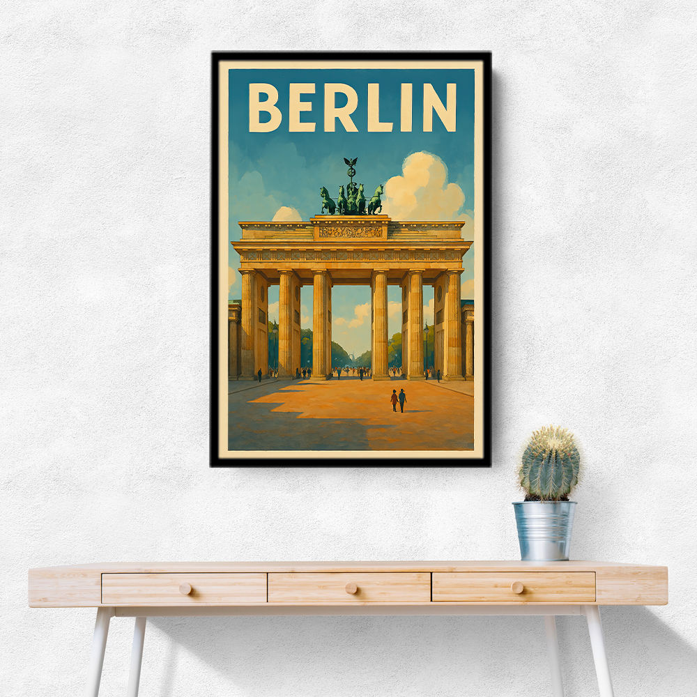 Berlin Travel Poster Featuring Brandenburg Gate Wall Art Berlin Travel Poster Featuring Brandenburg Gate Wall Art