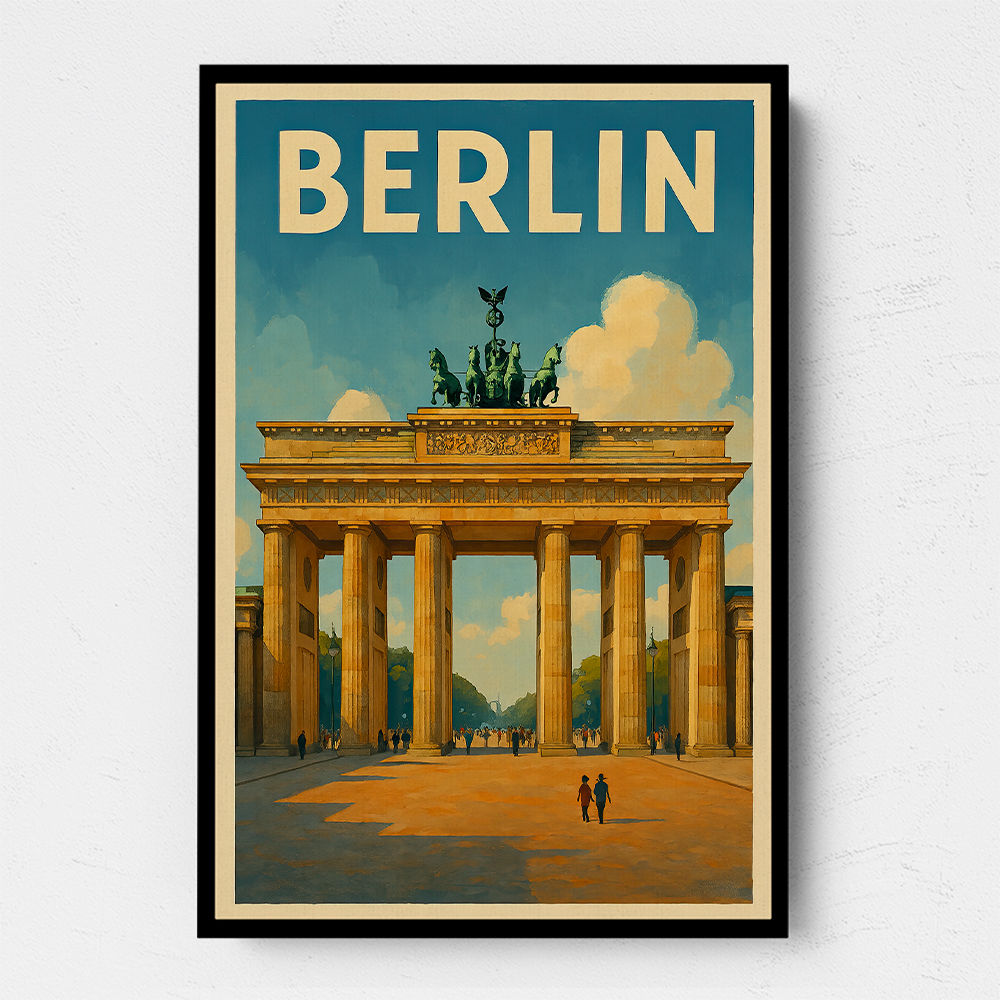 Berlin Travel Poster Featuring Brandenburg Gate Wall Art Berlin Travel Poster Featuring Brandenburg Gate Wall Art
