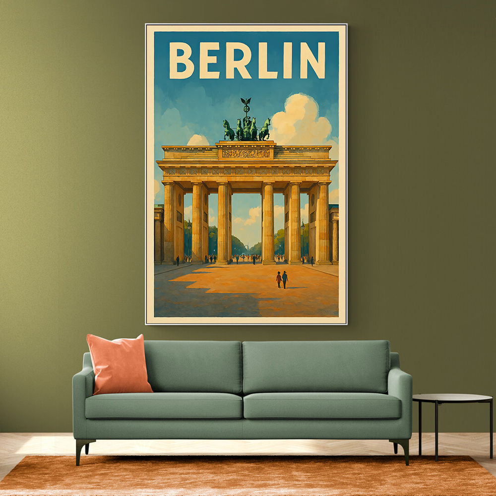 Berlin Travel Poster Featuring Brandenburg Gate Wall Art Berlin Travel Poster Featuring Brandenburg Gate Wall Art