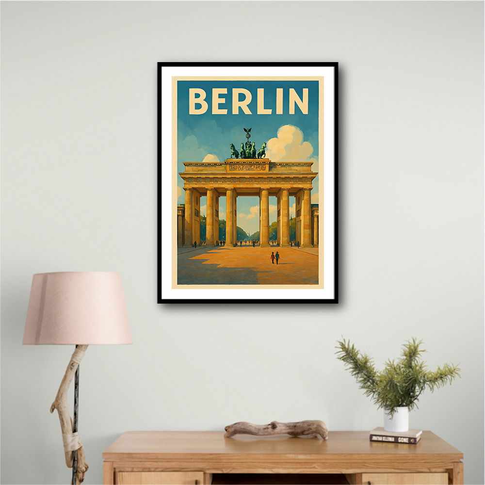 Berlin Travel Poster Featuring Brandenburg Gate Wall Art Berlin Travel Poster Featuring Brandenburg Gate Wall Art