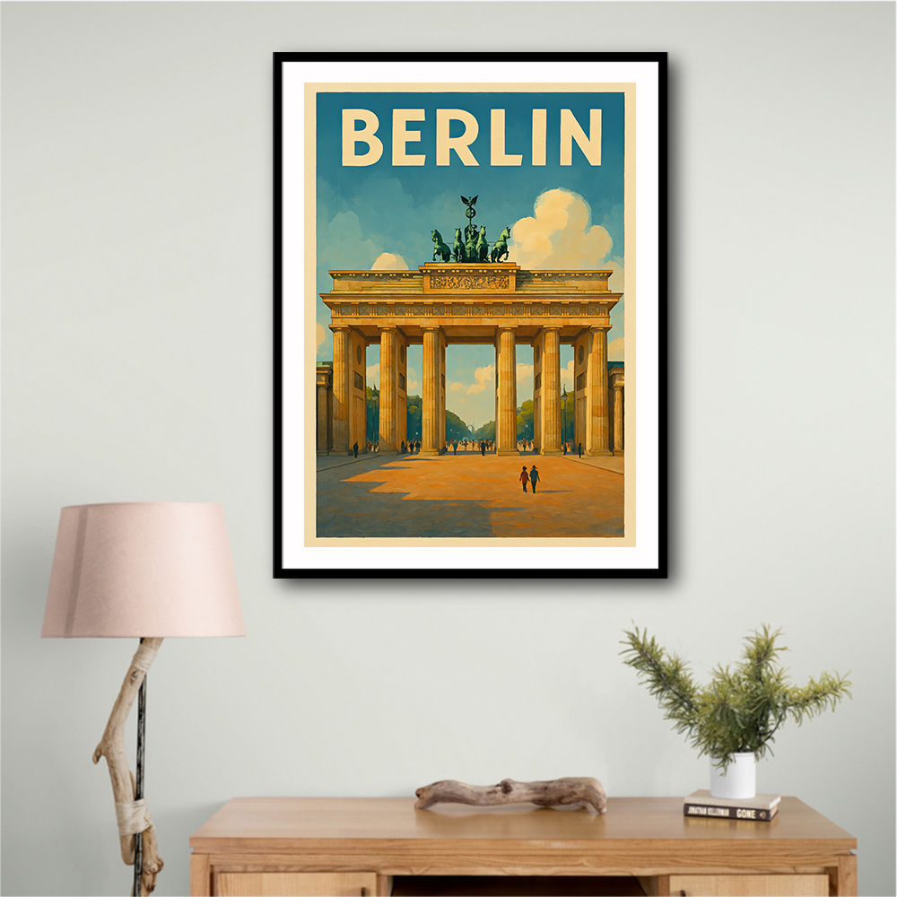 Berlin Travel Poster Featuring Brandenburg Gate Wall Art Berlin Travel Poster Featuring Brandenburg Gate Wall Art