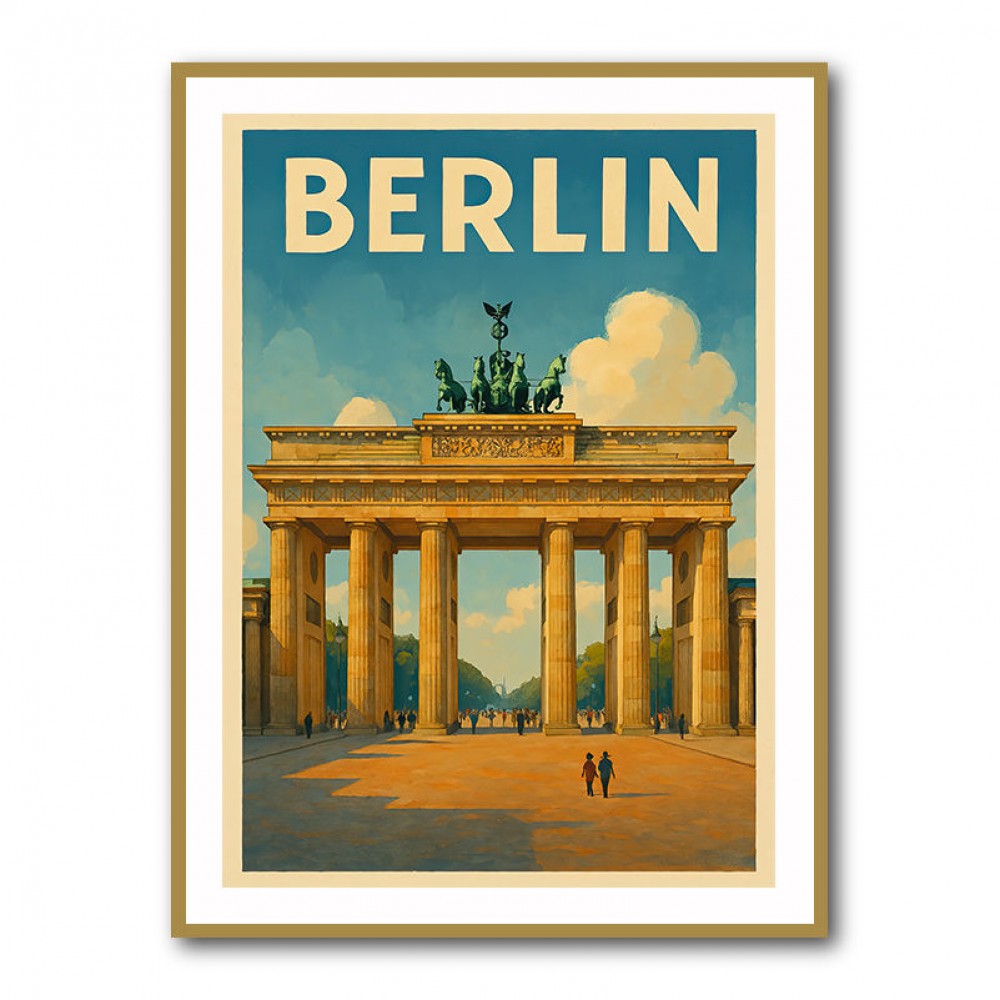Berlin Travel Poster Featuring Brandenburg Gate Wall Art Berlin Travel Poster Featuring Brandenburg Gate Wall Art