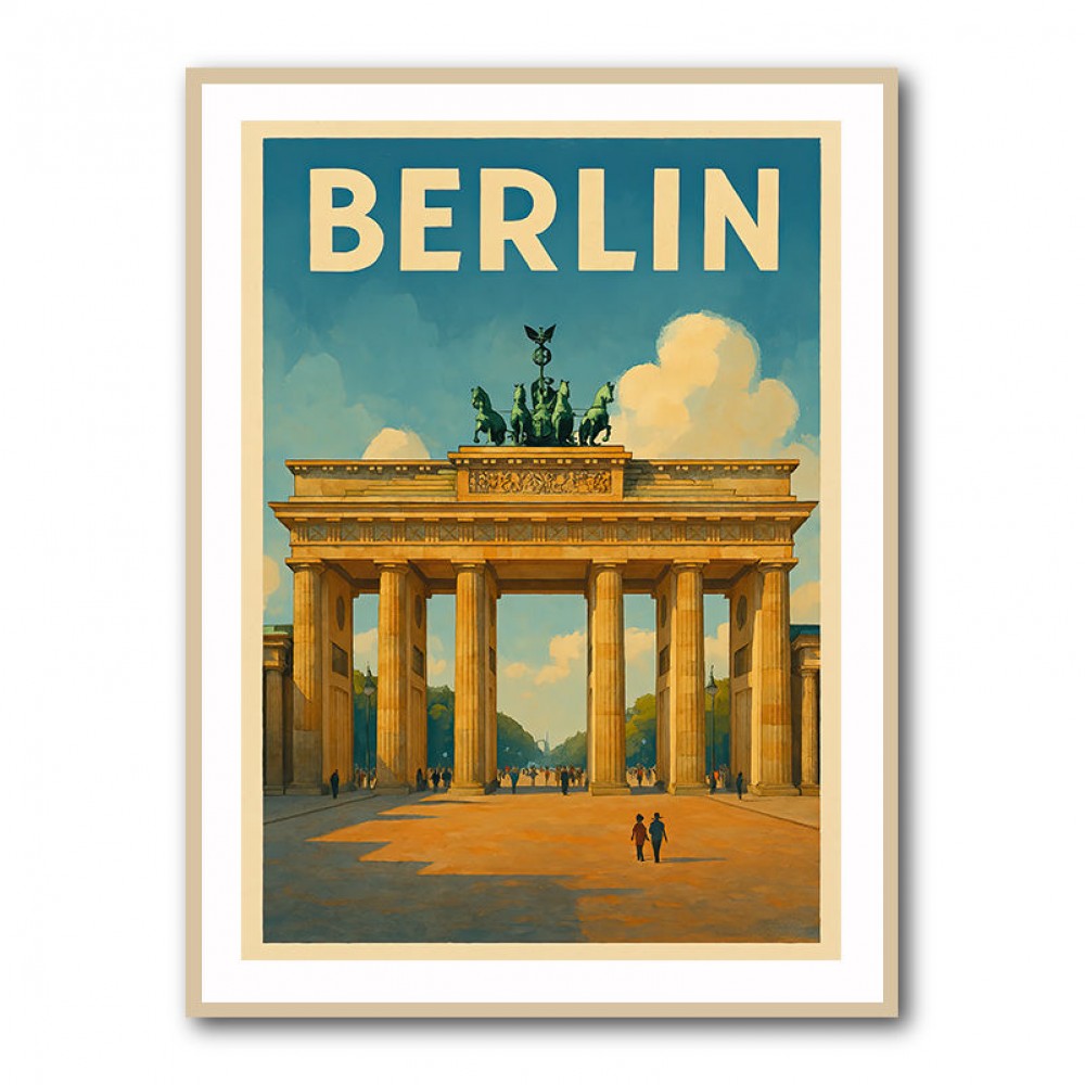 Berlin Travel Poster Featuring Brandenburg Gate Wall Art Berlin Travel Poster Featuring Brandenburg Gate Wall Art