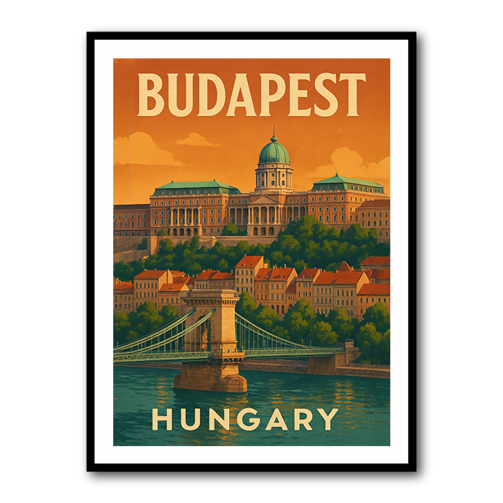 Budapest Buda Castle Travel Poster Wall Art