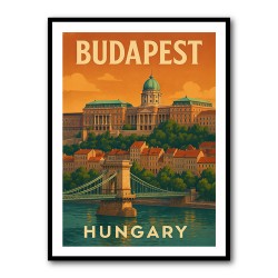 Budapest Buda Castle Travel Poster Wall Art