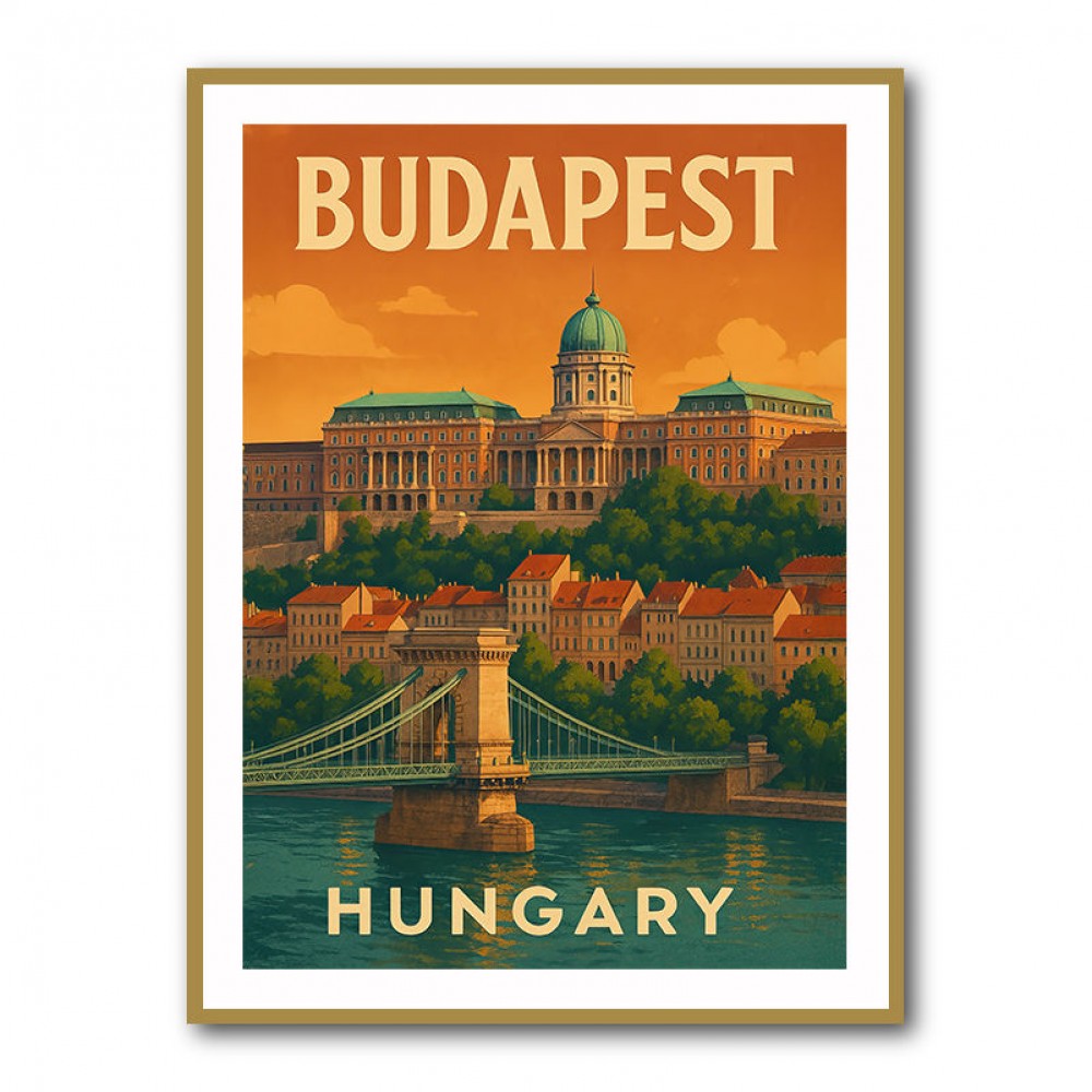 Budapest Buda Castle Travel Poster Wall Art