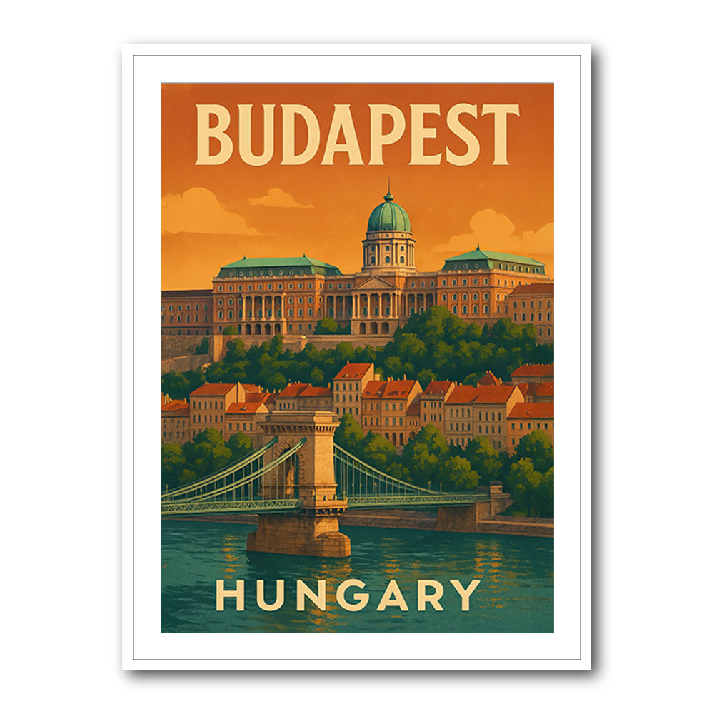 Budapest Buda Castle Travel Poster Wall Art