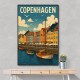 Framed Canvas Size:: Extra Extra Large 100 x 150 cm Copenhagen Travel Poster 1 Wall Art