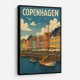 Frame Colour:: Black Copenhagen Travel Poster 1 Wall Art