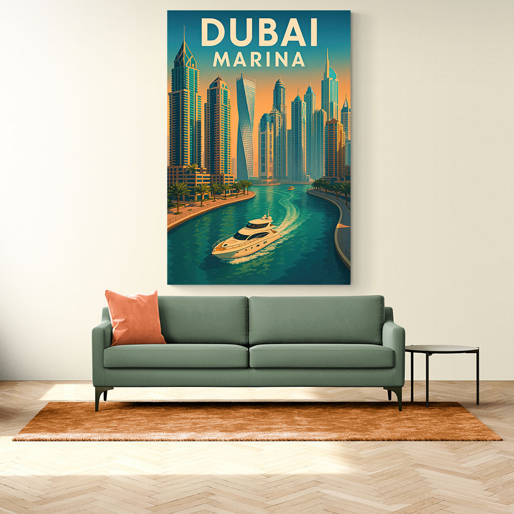 Dubai Marina Skyline Travel Style Poster Wall Art