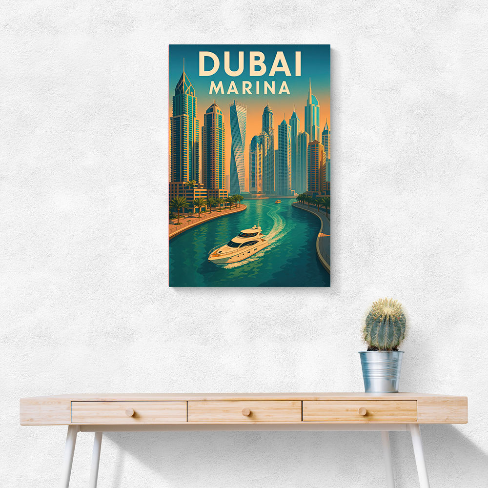 Dubai Marina Skyline Travel Style Poster Wall Art