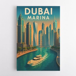 Dubai Marina Skyline Travel Style Poster Wall Art