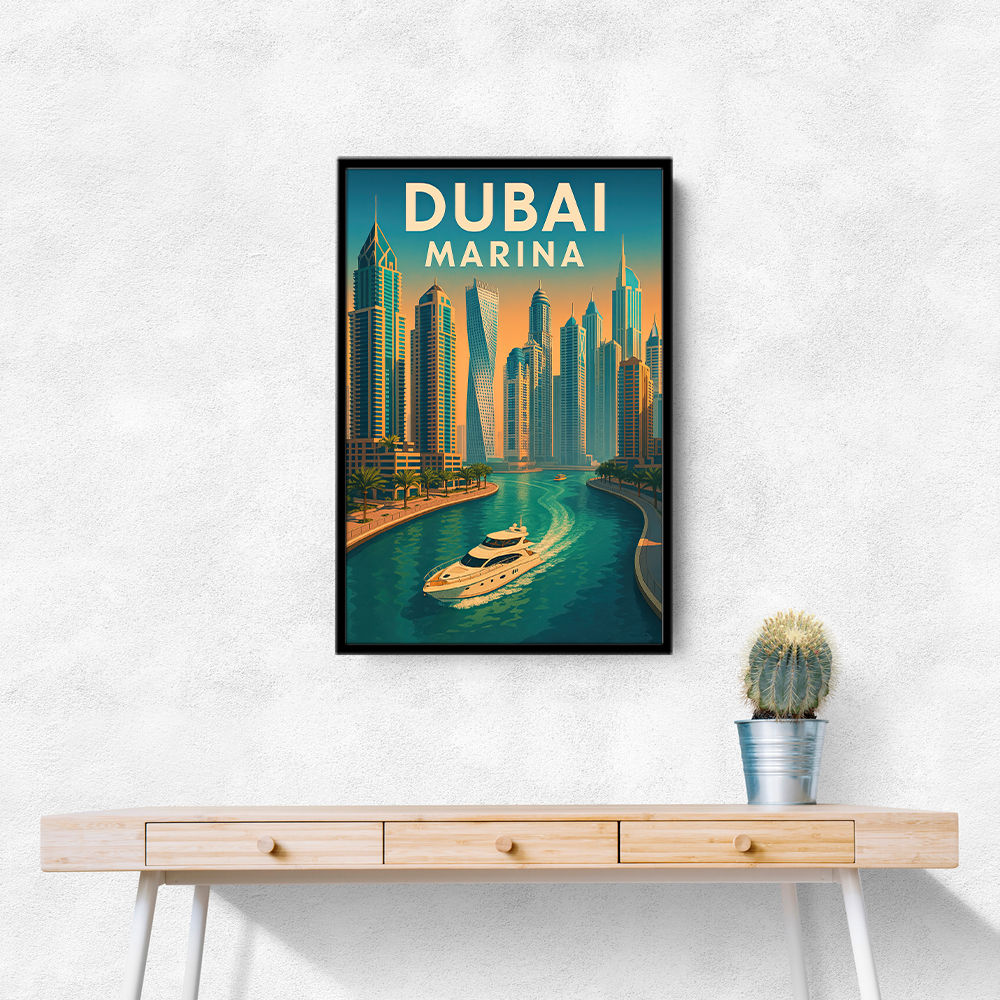 Dubai Marina Skyline Travel Style Poster Wall Art