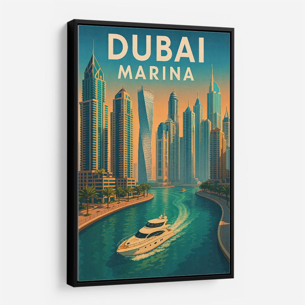 Dubai Marina Skyline Travel Style Poster Wall Art