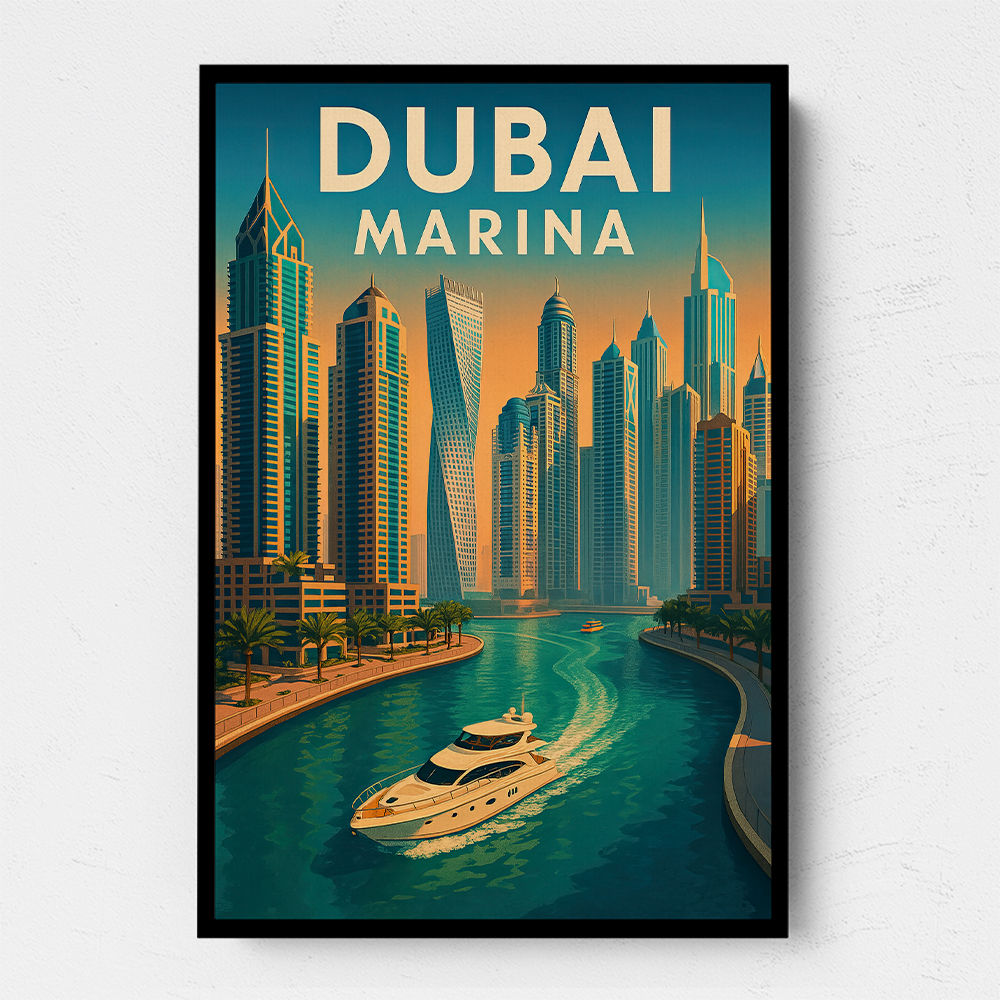 Dubai Marina Skyline Travel Style Poster Wall Art