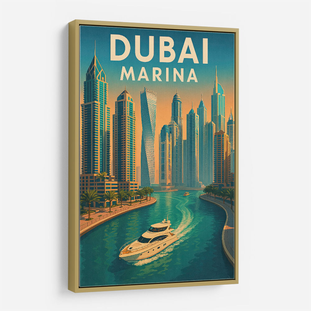 Dubai Marina Skyline Travel Style Poster Wall Art
