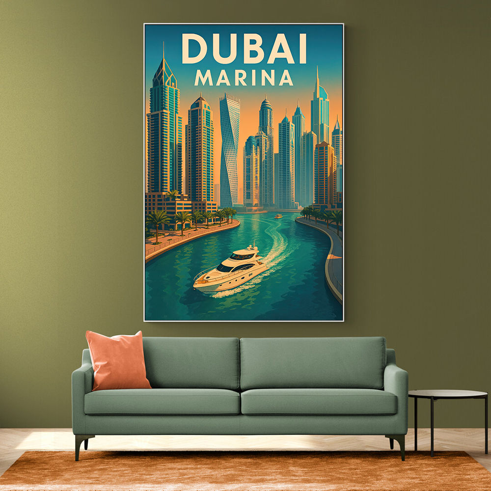 Dubai Marina Skyline Travel Style Poster Wall Art