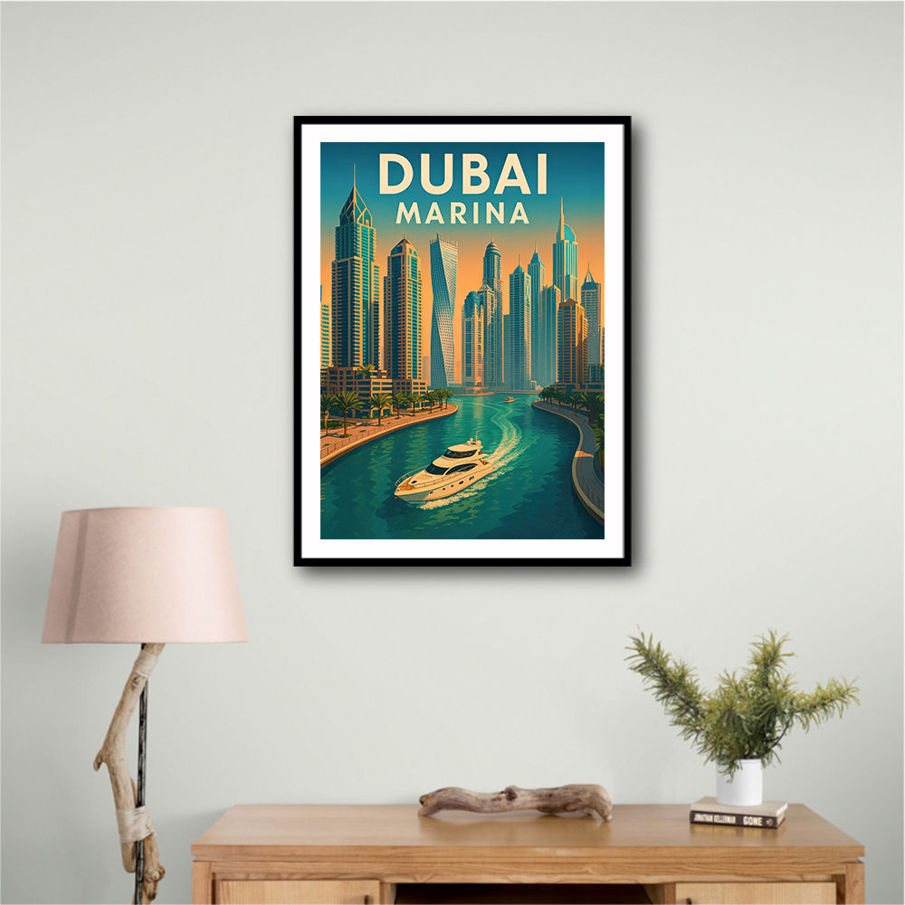 Dubai Marina Skyline Travel Style Poster Wall Art
