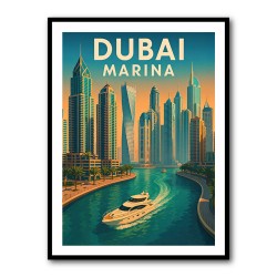 Dubai Marina Skyline Travel Style Poster Wall Art