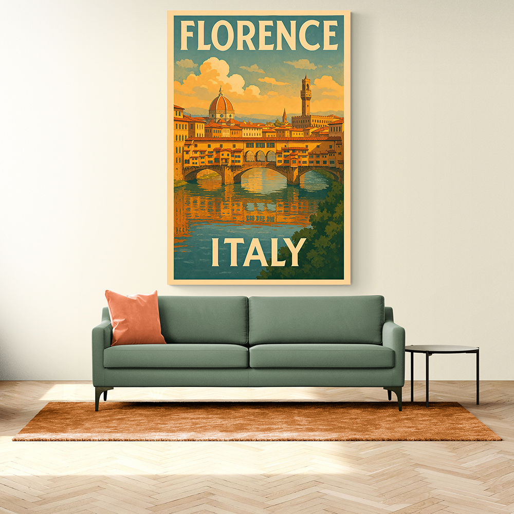 Florence Italy Travel Poster Featuring Ponte Vecchio Poster Wall Art Florence Italy Travel Poster Featuring Ponte Vecchio Poster Wall Art