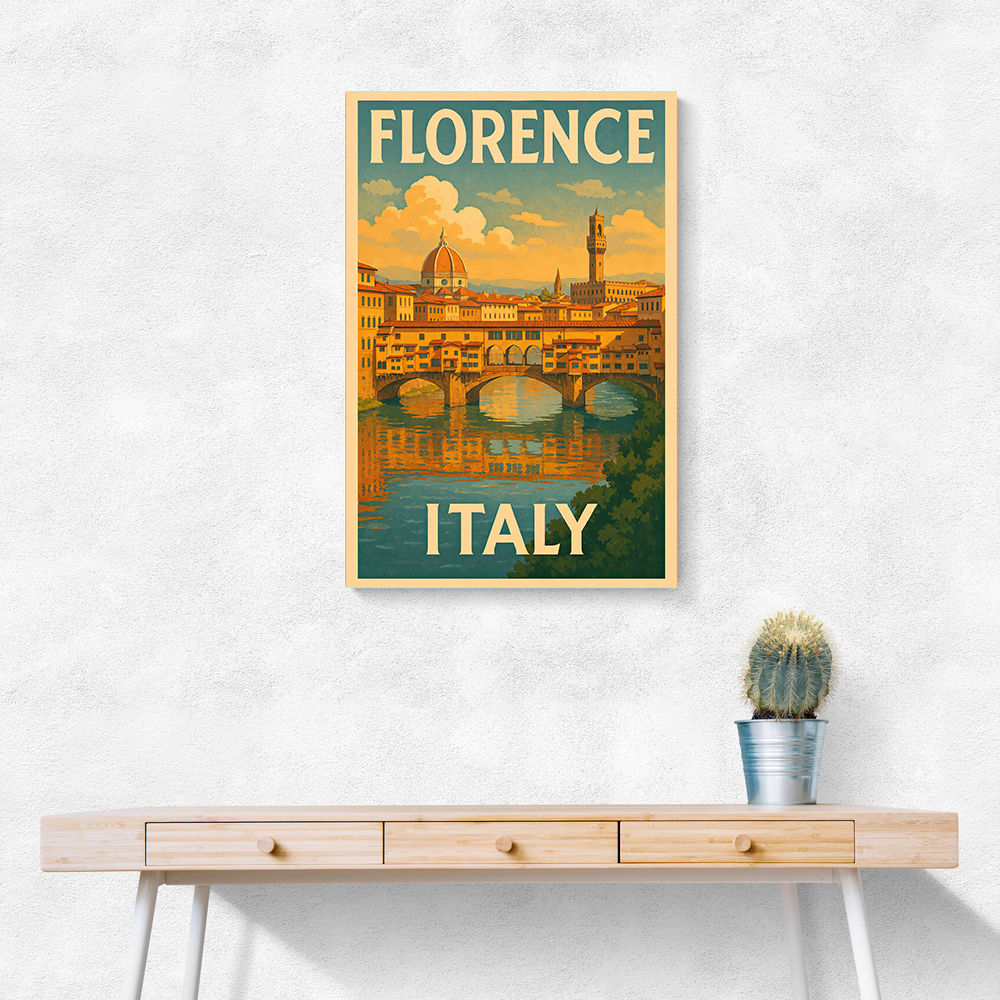 Florence Italy Travel Poster Featuring Ponte Vecchio Poster Wall Art Florence Italy Travel Poster Featuring Ponte Vecchio Poster Wall Art