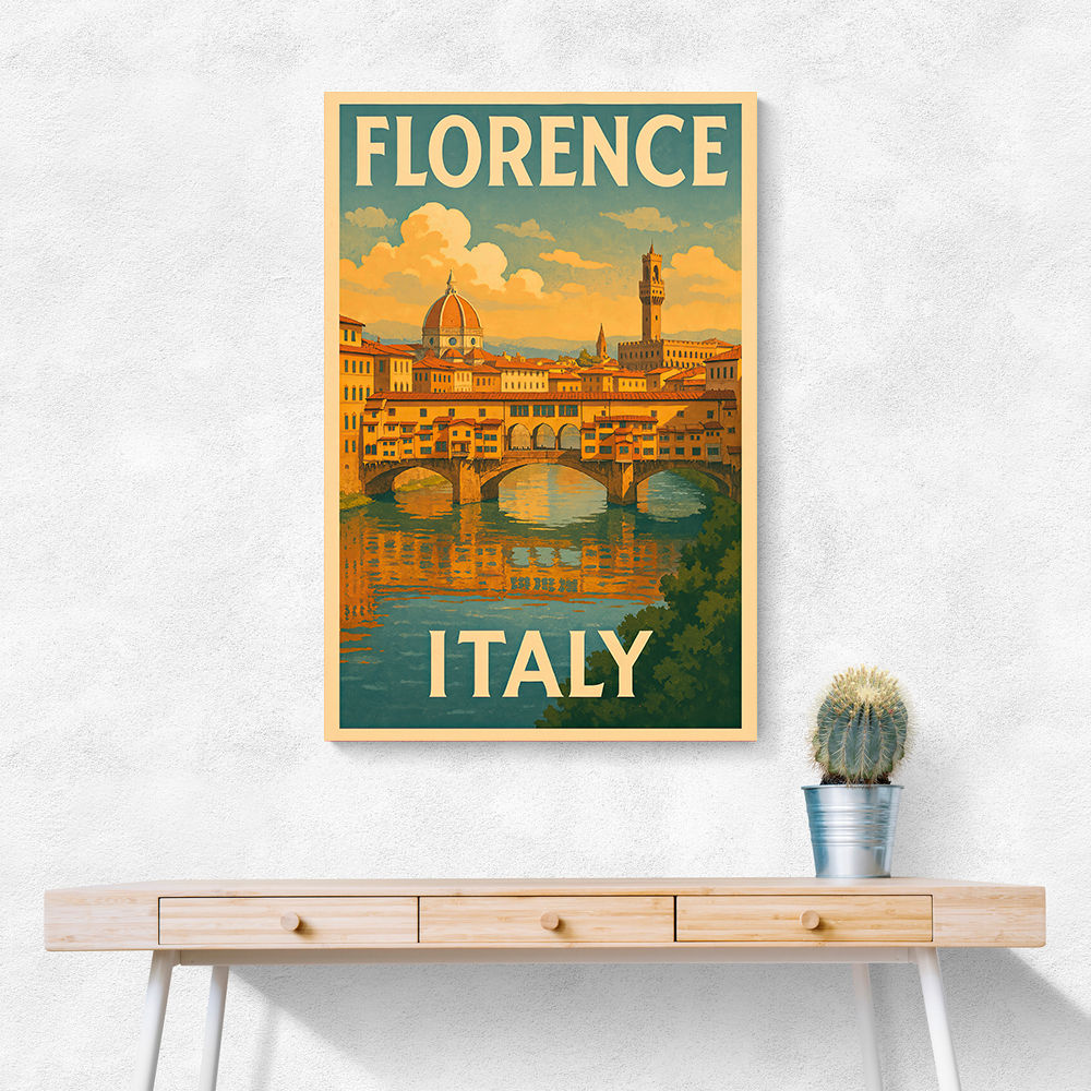 Florence Italy Travel Poster Featuring Ponte Vecchio Poster Wall Art Florence Italy Travel Poster Featuring Ponte Vecchio Poster Wall Art