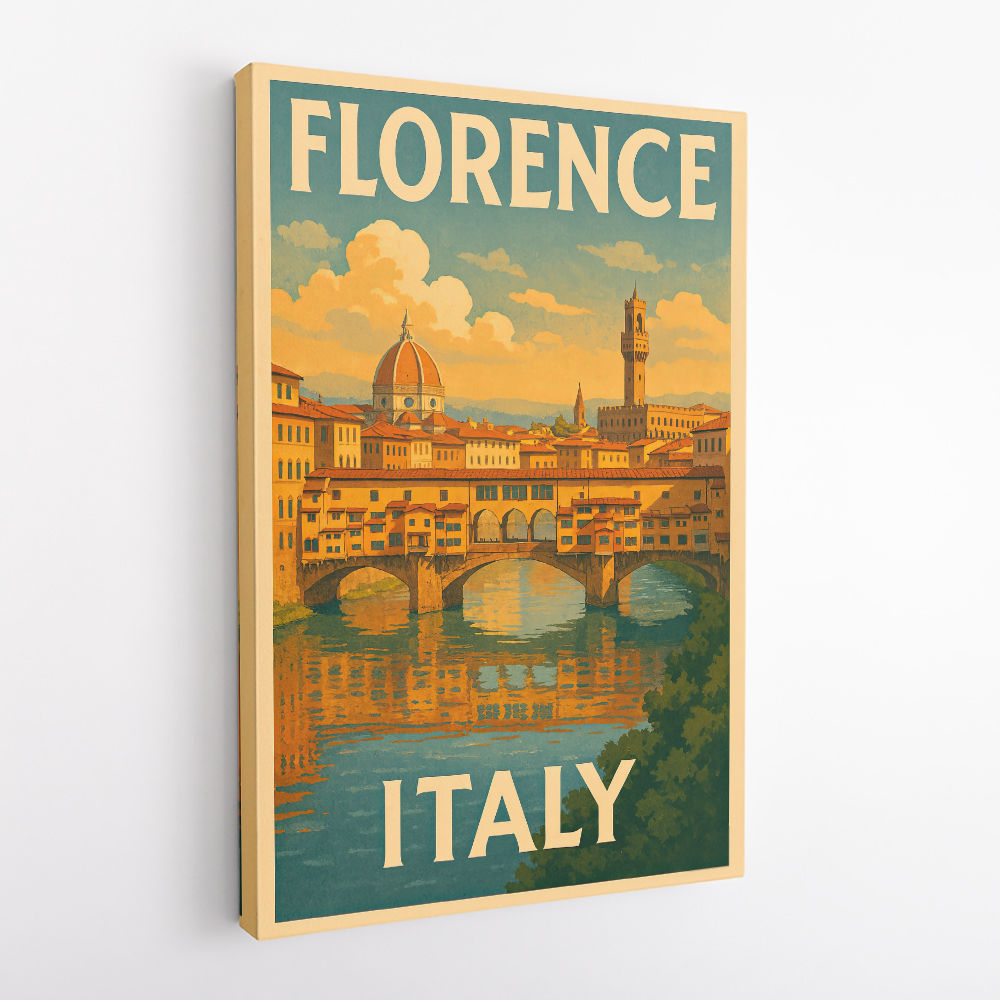 Florence Italy Travel Poster Featuring Ponte Vecchio Poster Wall Art Florence Italy Travel Poster Featuring Ponte Vecchio Poster Wall Art