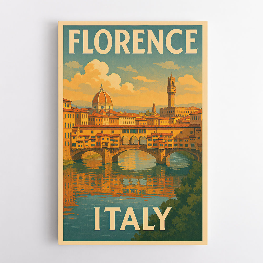Florence Italy Travel Poster Featuring Ponte Vecchio Poster Wall Art Florence Italy Travel Poster Featuring Ponte Vecchio Poster Wall Art