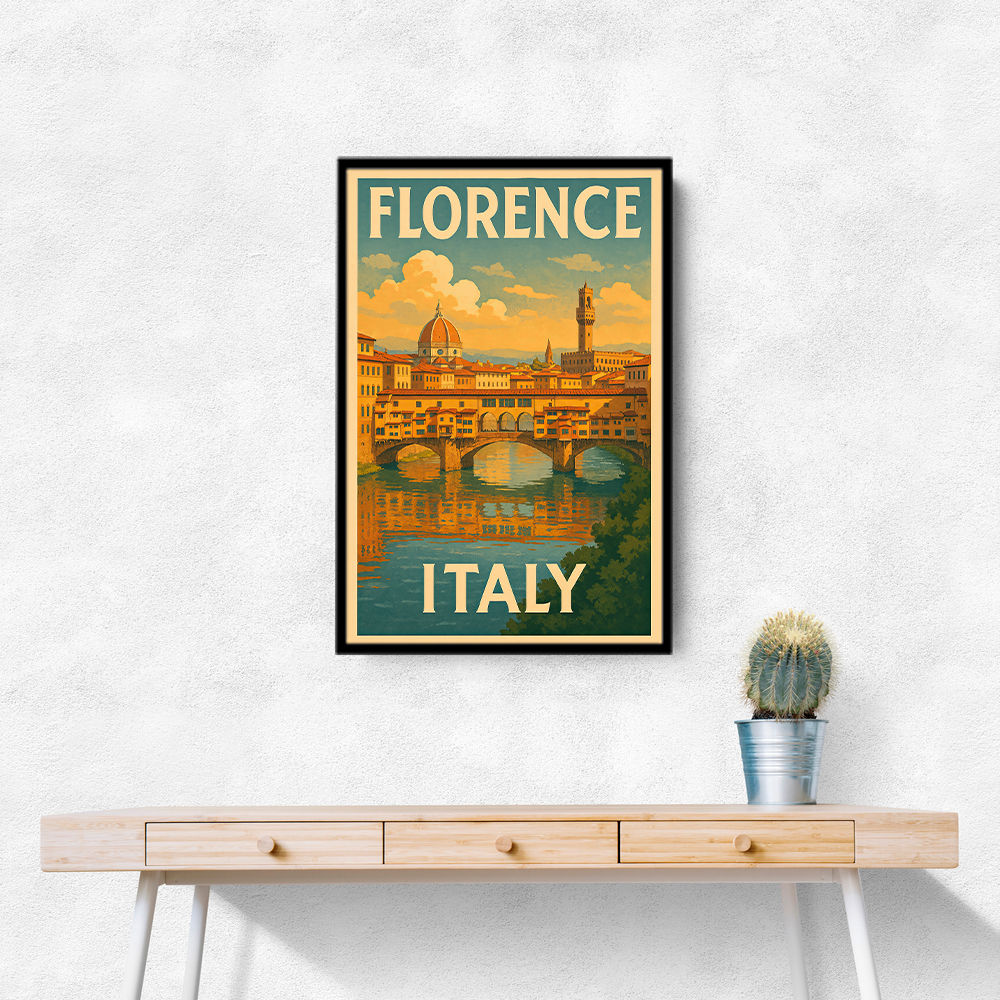 Florence Italy Travel Poster Featuring Ponte Vecchio Poster Wall Art Florence Italy Travel Poster Featuring Ponte Vecchio Poster Wall Art