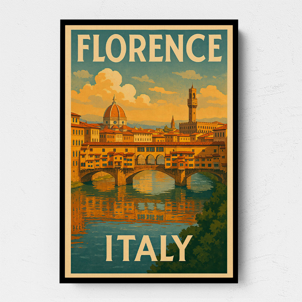 Florence Italy Travel Poster Featuring Ponte Vecchio Poster Wall Art Florence Italy Travel Poster Featuring Ponte Vecchio Poster Wall Art