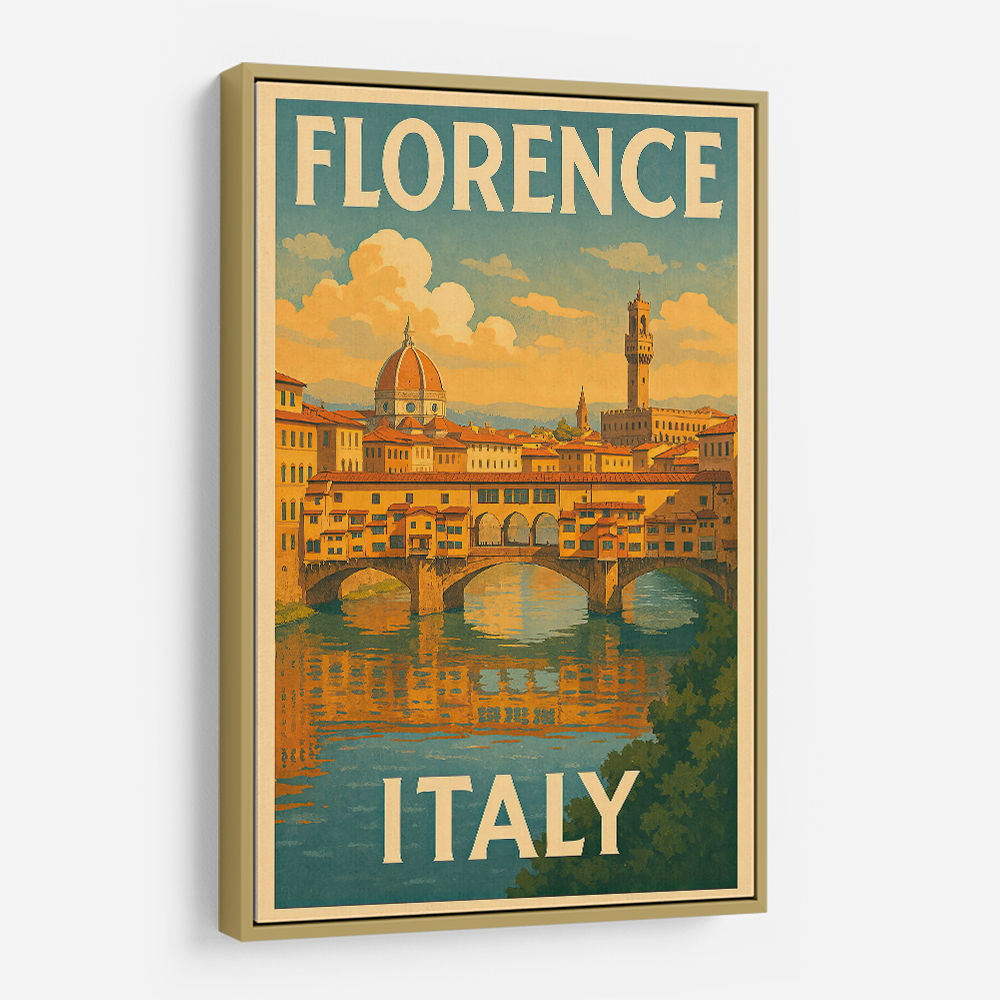 Florence Italy Travel Poster Featuring Ponte Vecchio Poster Wall Art Florence Italy Travel Poster Featuring Ponte Vecchio Poster Wall Art