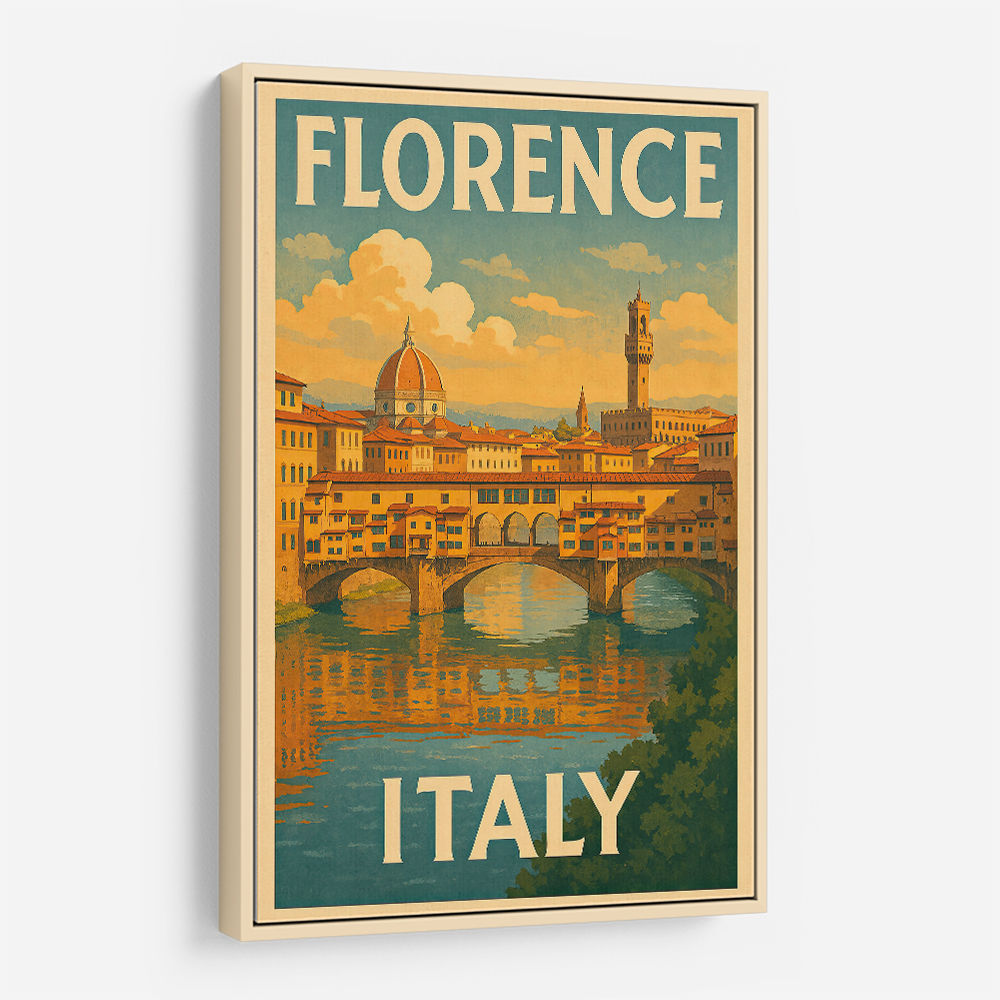 Florence Italy Travel Poster Featuring Ponte Vecchio Poster Wall Art Florence Italy Travel Poster Featuring Ponte Vecchio Poster Wall Art