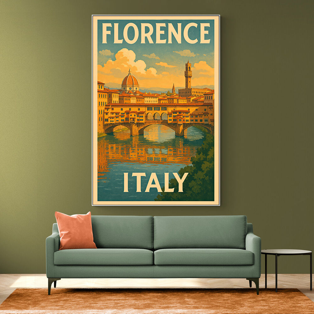 Florence Italy Travel Poster Featuring Ponte Vecchio Poster Wall Art Florence Italy Travel Poster Featuring Ponte Vecchio Poster Wall Art