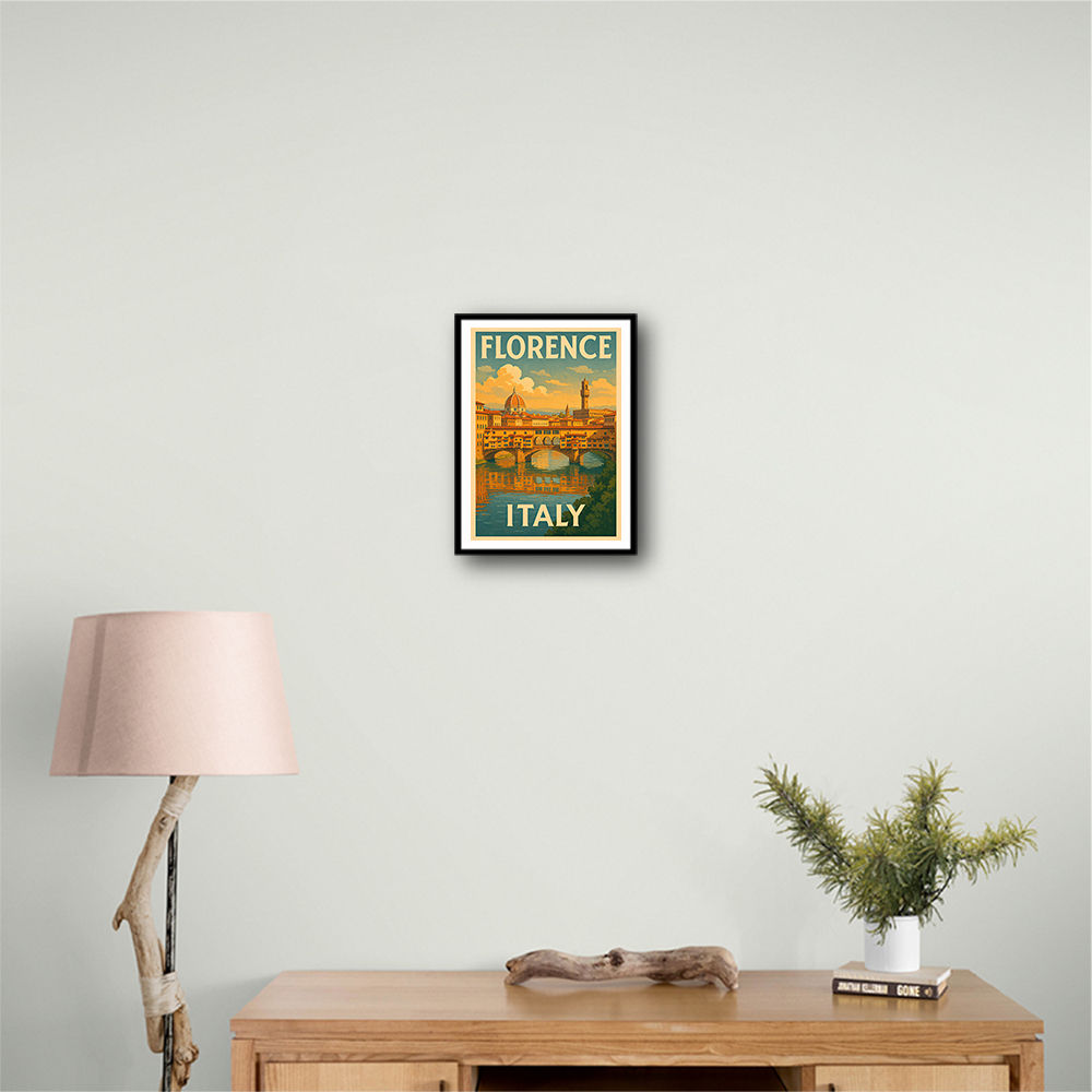Florence Italy Travel Poster Featuring Ponte Vecchio Poster Wall Art Florence Italy Travel Poster Featuring Ponte Vecchio Poster Wall Art