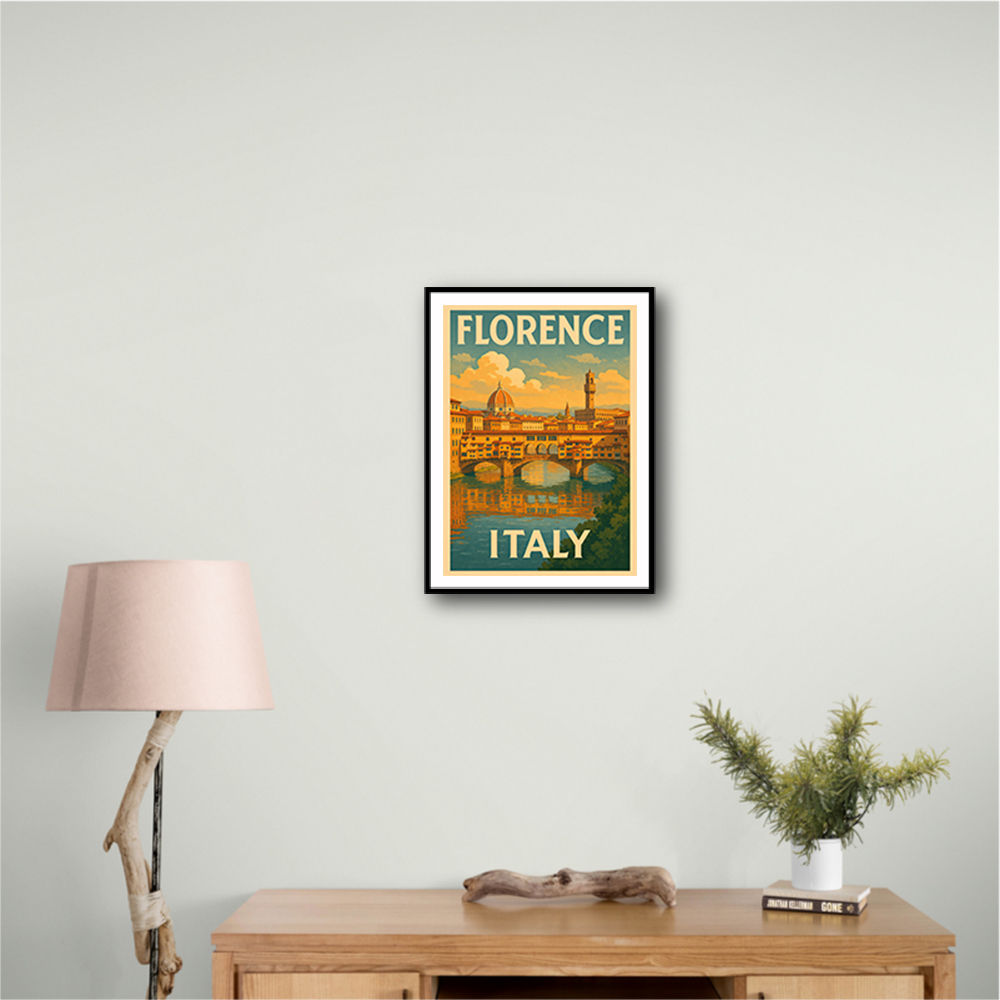 Florence Italy Travel Poster Featuring Ponte Vecchio Poster Wall Art Florence Italy Travel Poster Featuring Ponte Vecchio Poster Wall Art