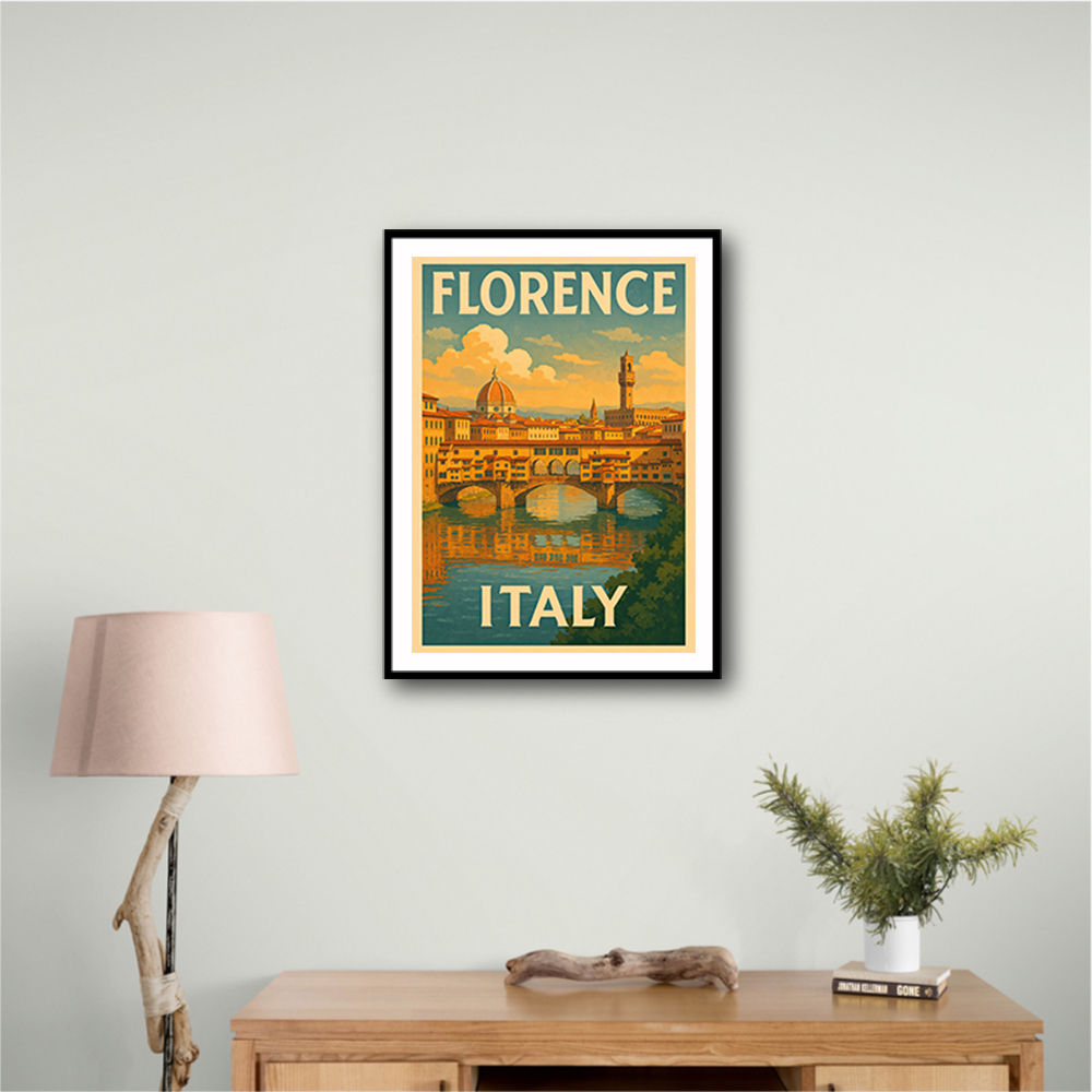 Florence Italy Travel Poster Featuring Ponte Vecchio Poster Wall Art Florence Italy Travel Poster Featuring Ponte Vecchio Poster Wall Art