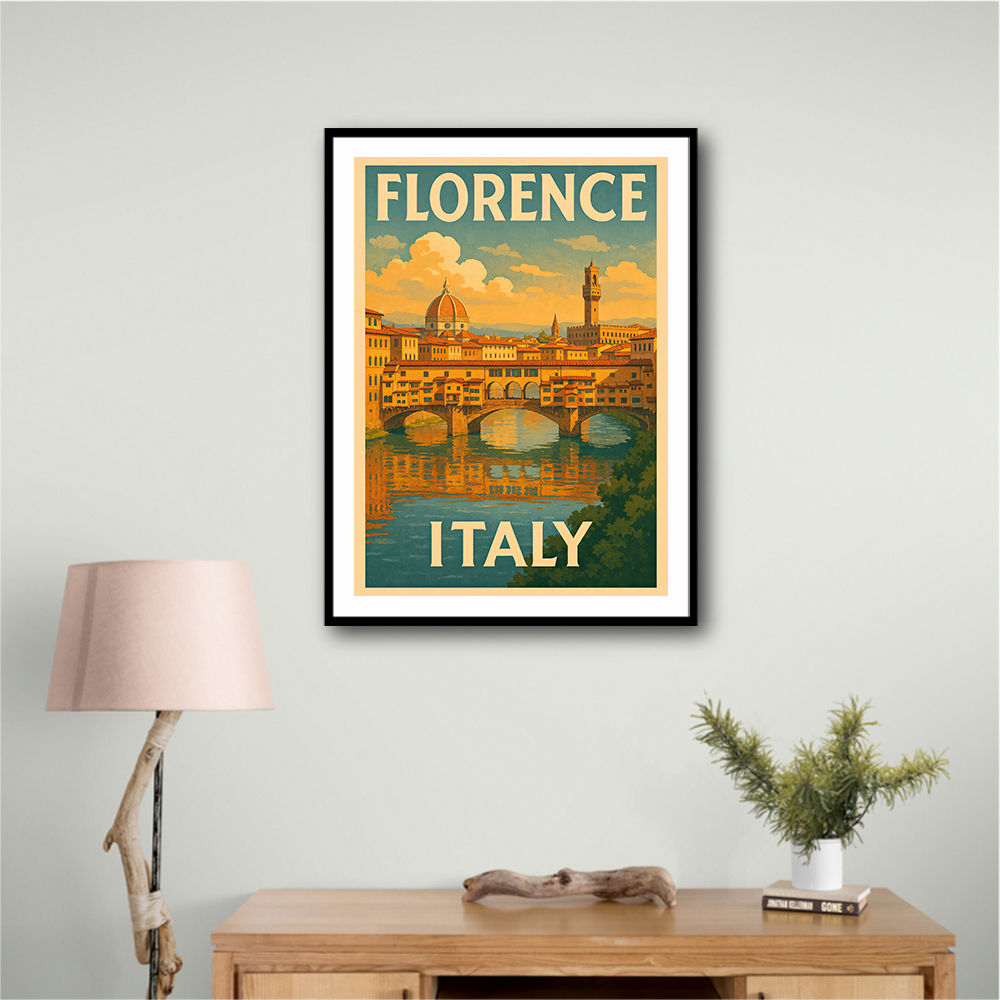 Florence Italy Travel Poster Featuring Ponte Vecchio Poster Wall Art Florence Italy Travel Poster Featuring Ponte Vecchio Poster Wall Art