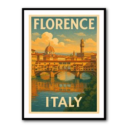 Florence Italy Travel Poster Featuring Ponte Vecchio Poster Wall Art