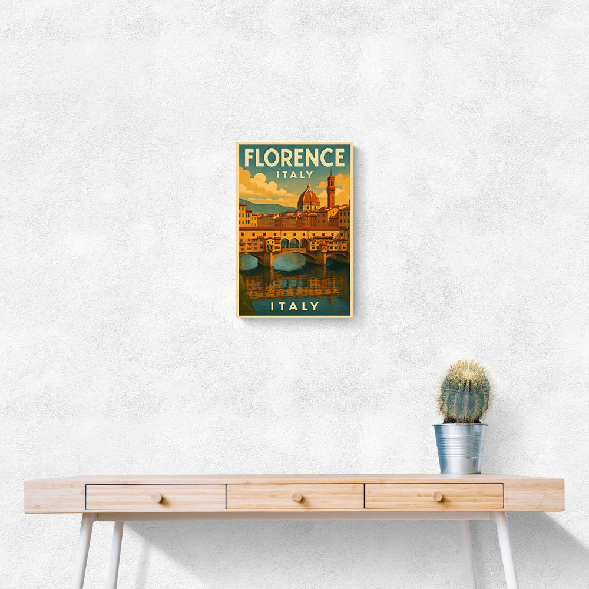 Florence Italy Travel Poster Featuring Ponte Vecchio Travel Poster Wall Art