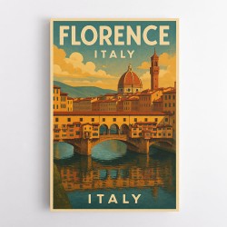 Florence Italy Travel Poster Featuring Ponte Vecchio Travel Poster Wall Art