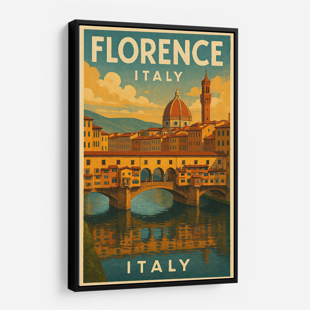 Florence Italy Travel Poster Featuring Ponte Vecchio Travel Poster Wall Art Florence Italy Travel Poster Featuring Ponte Vecchio Travel Poster Wall Art