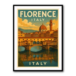 Florence Italy Travel Poster Featuring Ponte Vecchio Travel Poster Wall Art
