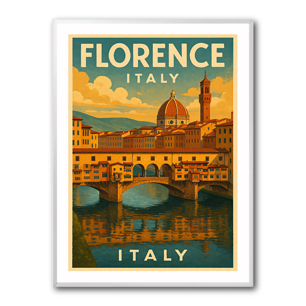 Florence Italy Travel Poster Featuring Ponte Vecchio Travel Poster Wall Art Florence Italy Travel Poster Featuring Ponte Vecchio Travel Poster Wall Art