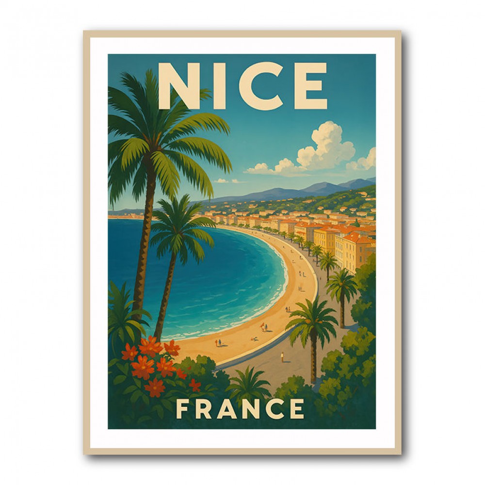 Nice France Travel Poster Wall Art
